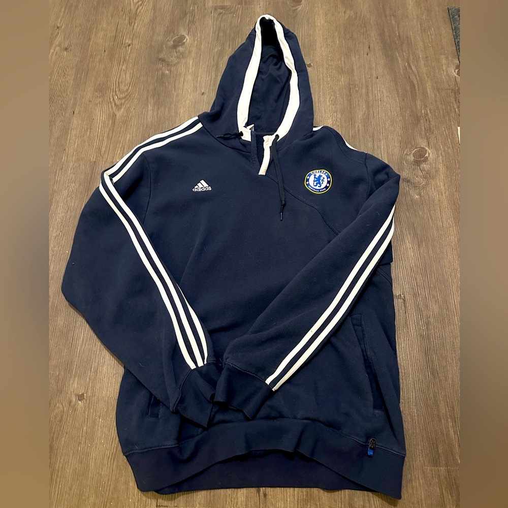 Vintage 2K Adidas Chelsea FC Navy Hoodie Pullover